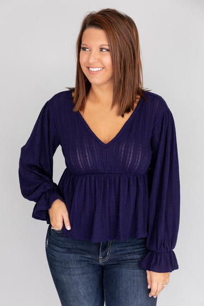 It's All Because Of You Navy Blouse