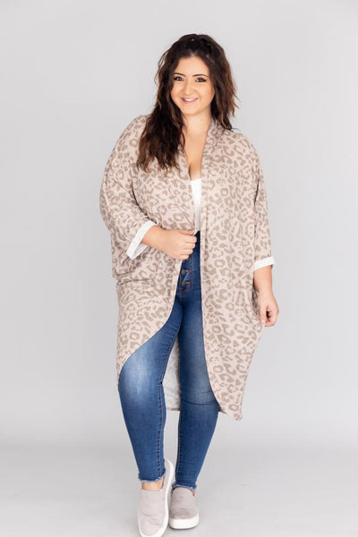 Chill Kind Of Crush Taupe Animal Print Kimono