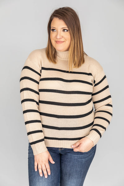 Turn Back Time Striped Beige Sweater FINAL SALE