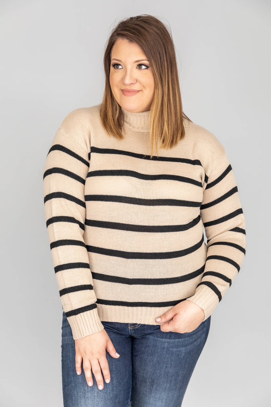 Turn Back Time Striped Beige Sweater FINAL SALE