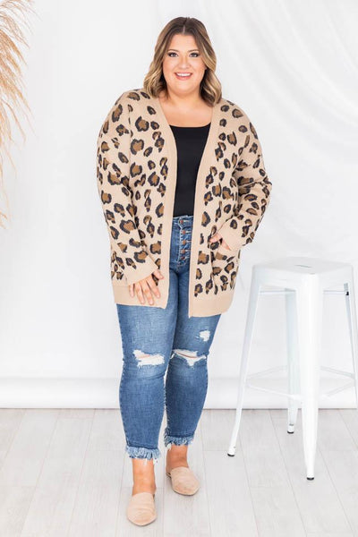 Playful Personality Beige/Black Animal Print Cardigan