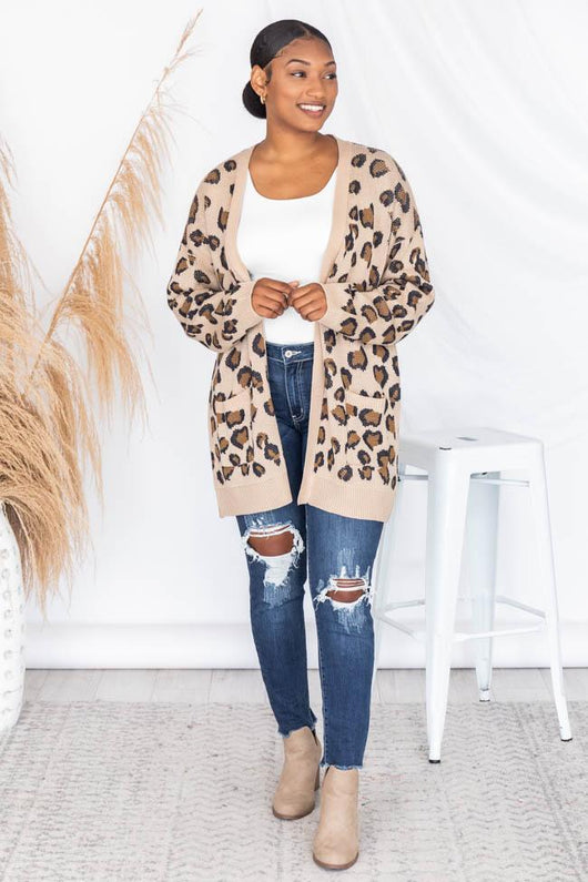 Playful Personality Beige/Black Animal Print Cardigan