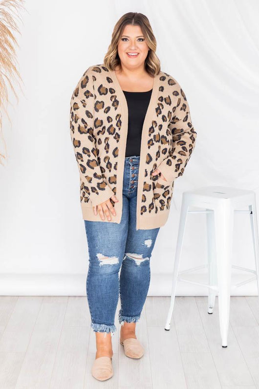 Playful Personality Beige/Black Animal Print Cardigan