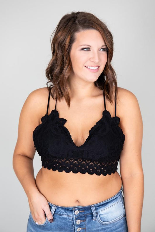 So This Is Love Black Lace Bralette