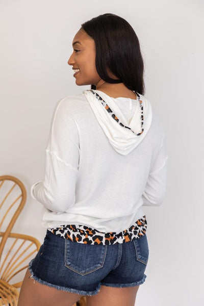 Sweet Happiness Animal Print Hoodie White FINAL SALE