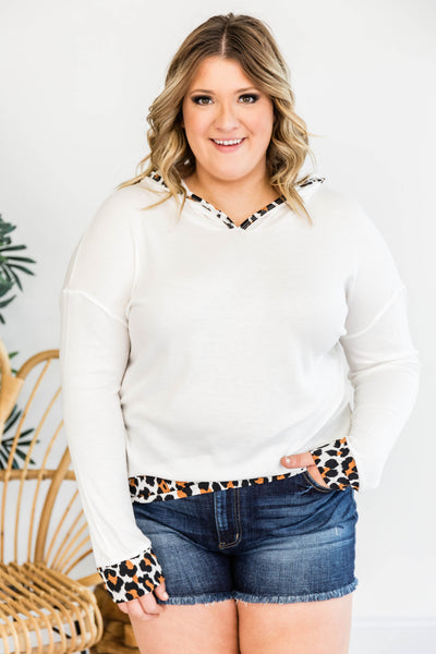 Sweet Happiness Animal Print Hoodie White FINAL SALE