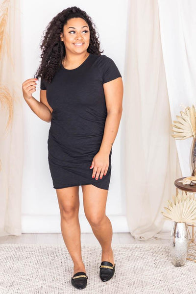 Give Me A Little Time Black T-Shirt Dress