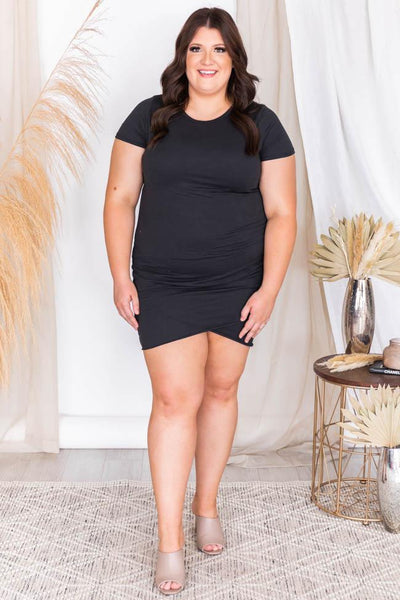 Give Me A Little Time Black T-Shirt Dress
