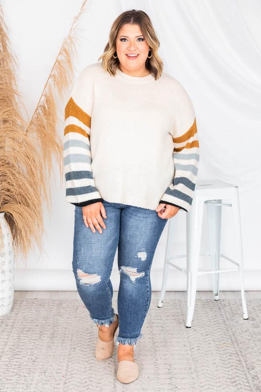 Make It Yours Cream Striped Sweater