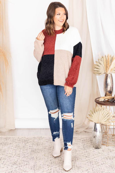 Speak To My Heart Rust Colorblock Sweater FINAL SALE