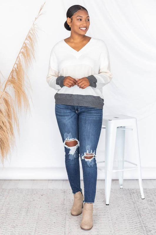 Tomorrow's Another Day Charcoal Colorblock Pullover