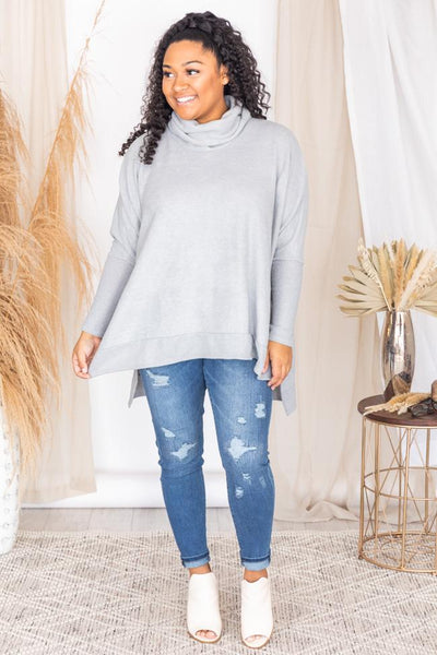 We Can Go The Distance Grey Dolman Sweater