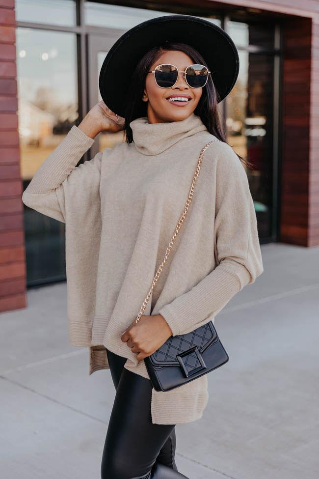 We Can Go The Distance Taupe Dolman Sweater