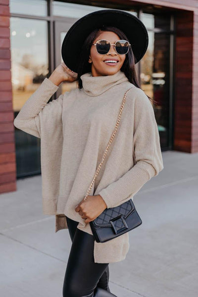 We Can Go The Distance Taupe Dolman Sweater