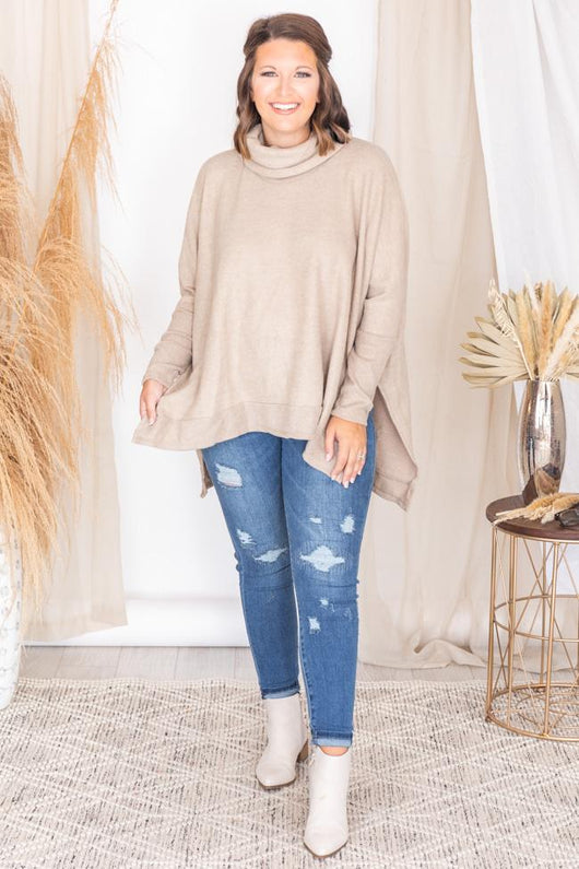 We Can Go The Distance Taupe Dolman Sweater