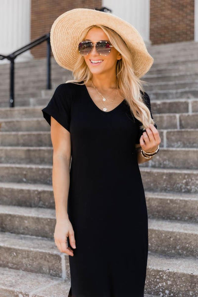 Set Yourself Free Black Maxi T-Shirt Dress