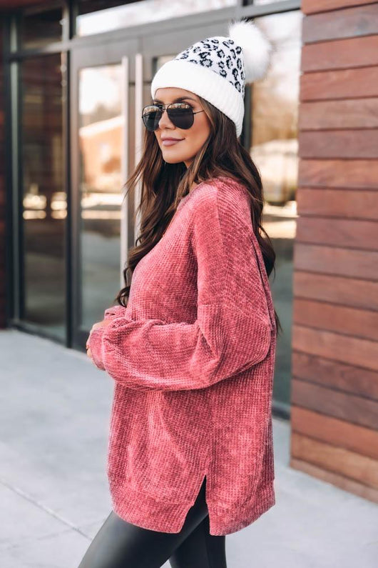 Make My Wish Come True Dark Mauve Pullover