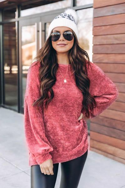 Make My Wish Come True Dark Mauve Pullover
