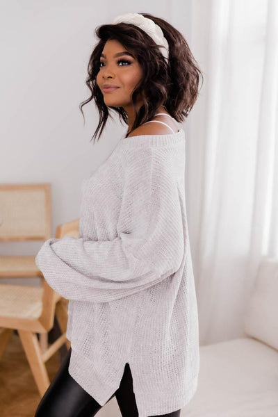 Make My Wish Come True Light Grey Pullover
