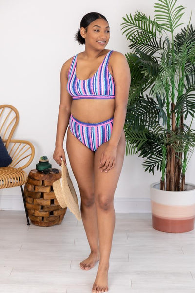 Brightest Days Blue Striped Bikini Bottoms