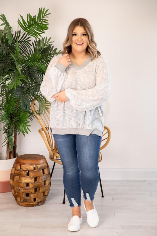 So Wonderful To Me Grey Pullover