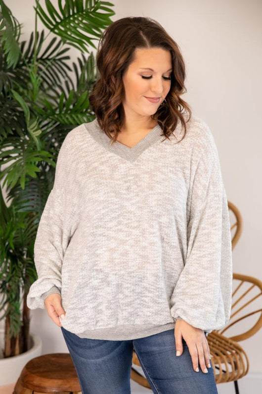 So Wonderful To Me Grey Pullover