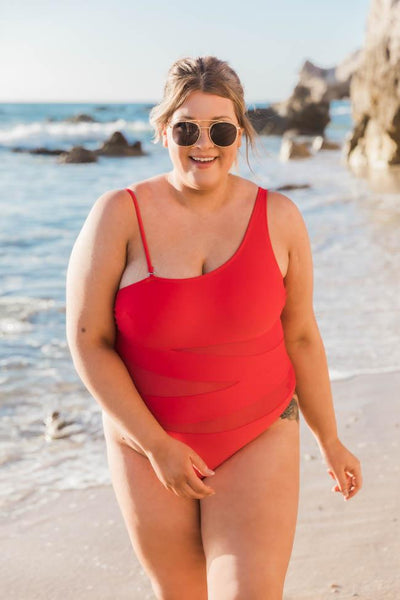 Meet Me At Waikiki Red One Shoulder Swimsuit