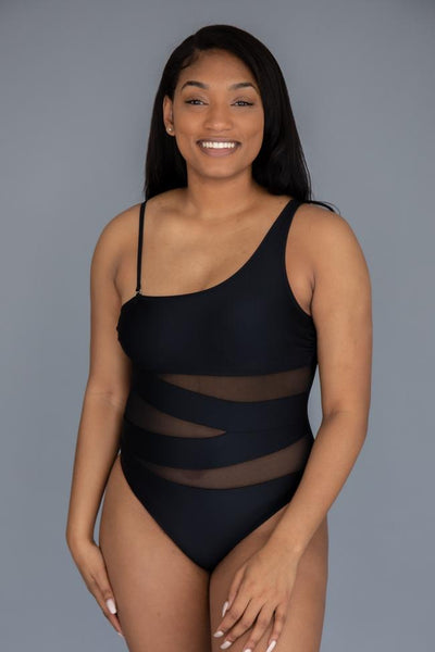 Meet Me At Waikiki Black One Shoulder Swimsuit