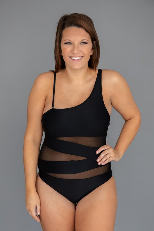 Meet Me At Waikiki Black One Shoulder Swimsuit