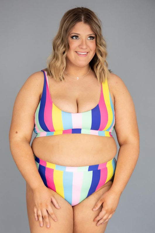 Rainbow Dreams Rainbow Stripe Bikini Top