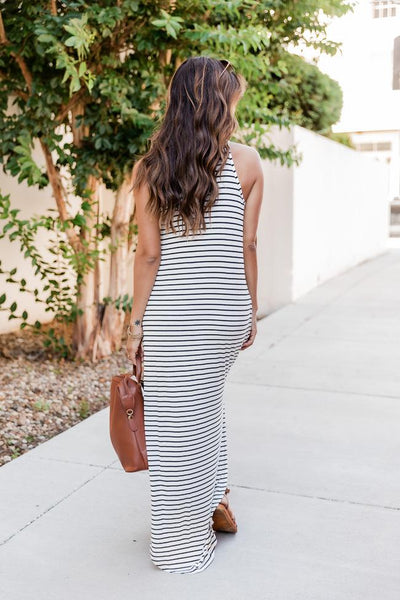 Who I'm Supposed To Be Striped Maxi Tank Dress Black/White