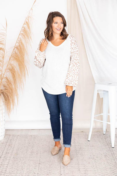The Party Don't Stop Animal Print Thermal Blouse Cream