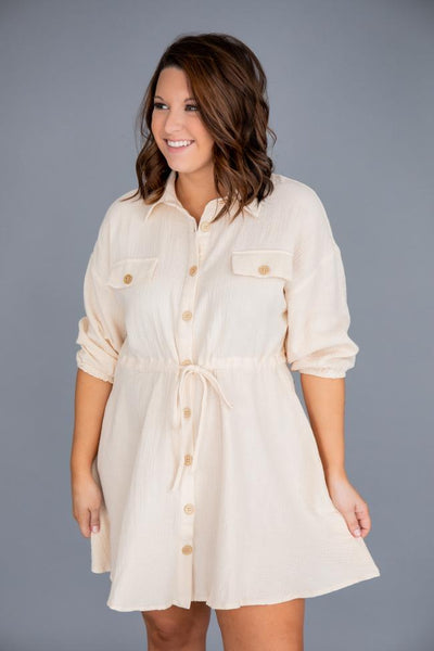 What I Like About You Shirt Dress Taupe