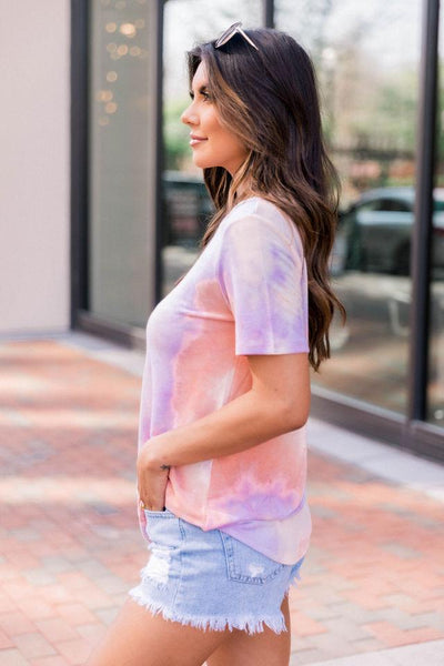 Rest And Relaxation Tie Dye Blouse Lavender/Orange FINAL SALE