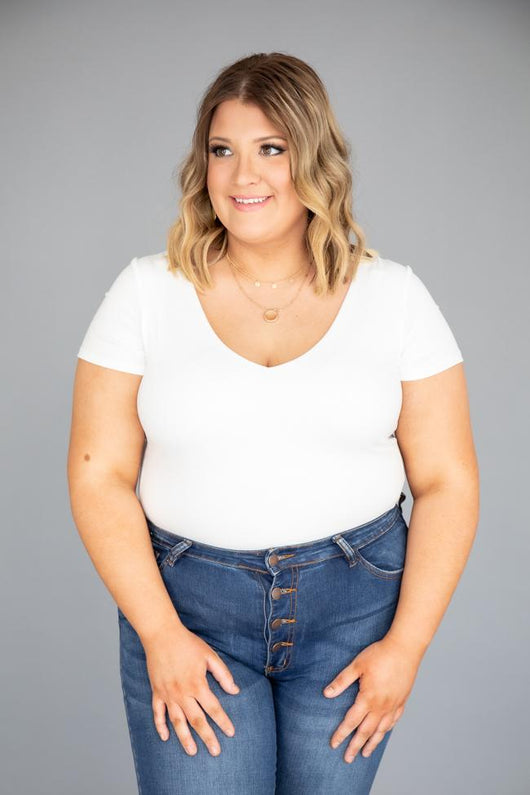 Free Soul Short Sleeve Bodysuit White
