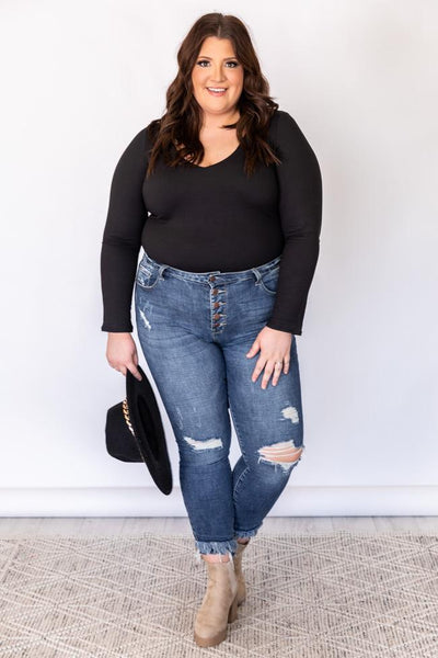 A Grand Gesture V-Neck Bodysuit Black