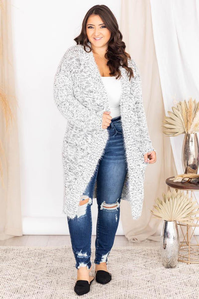 You're A Mind Reader Fuzzy Cardigan Grey