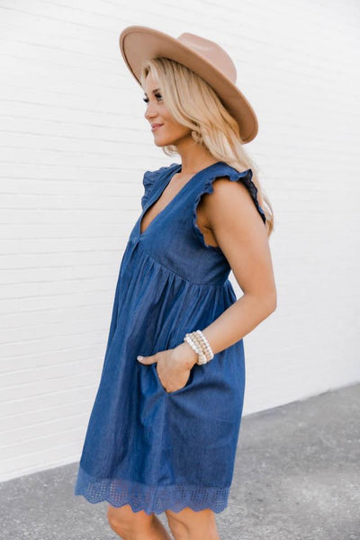 You Found My Heart Chambray Romper