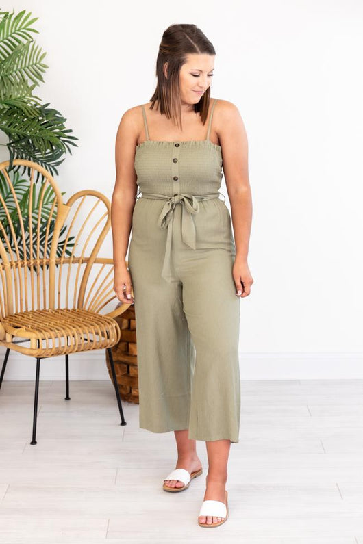 Sure Thing Jumpsuit Olive
