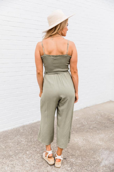 Sure Thing Jumpsuit Olive