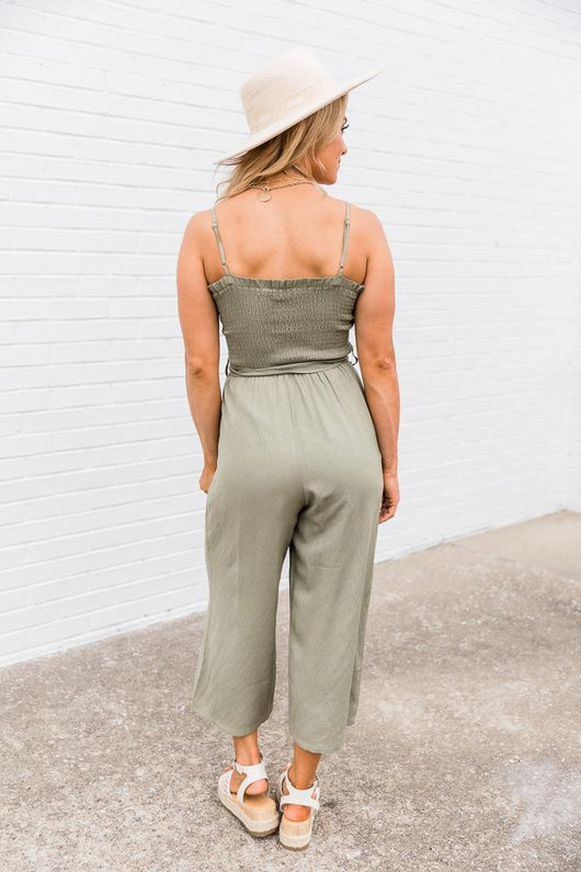 Sure Thing Jumpsuit Olive