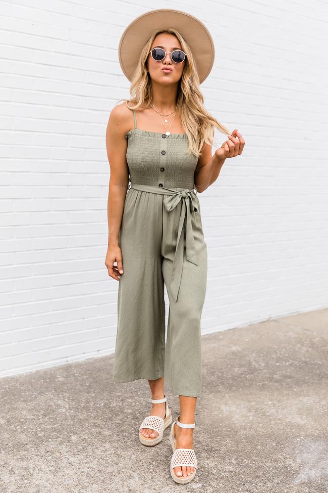 Sure Thing Jumpsuit Olive