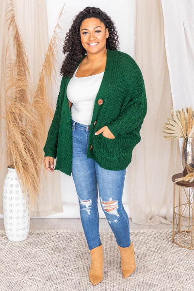 Sundown Awaits Knit Green Cardigan