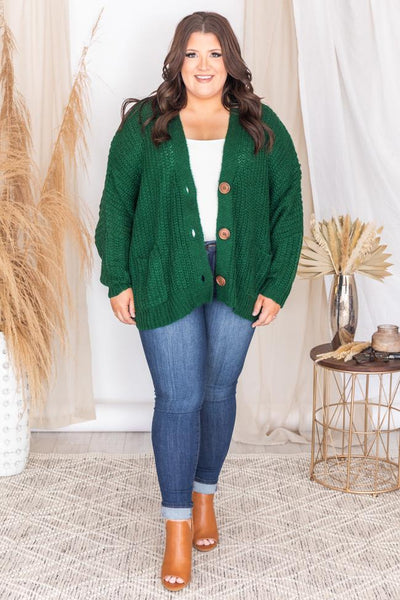 Sundown Awaits Knit Green Cardigan