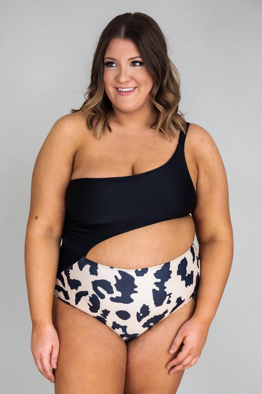 Swimming At Sunset Leopard Print One Piece Swimsuit