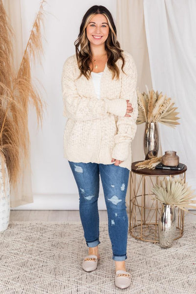 You're On My Mind Knit Cardigan Cream