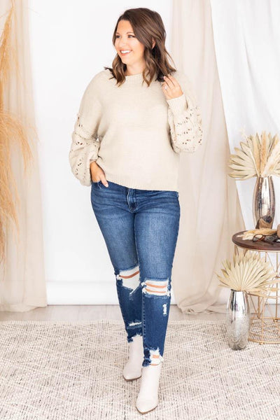She's The Center Of Attention Oatmeal Sweater