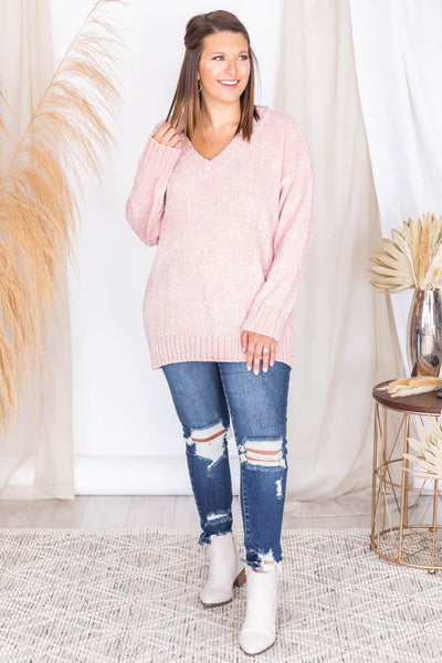Without A Doubt Pink Sweater
