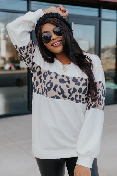 Living Lazy Animal Print Pullover Ivory