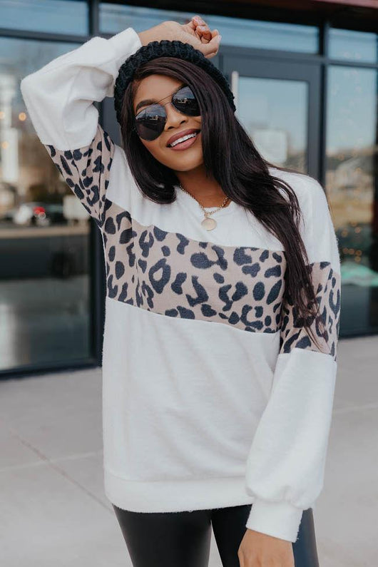 Living Lazy Animal Print Pullover Ivory